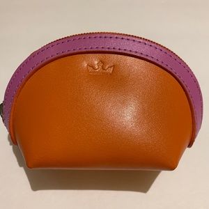 Baekgaard Leather change purse with pink trim